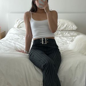 Motel high waisted black striped pants with belt